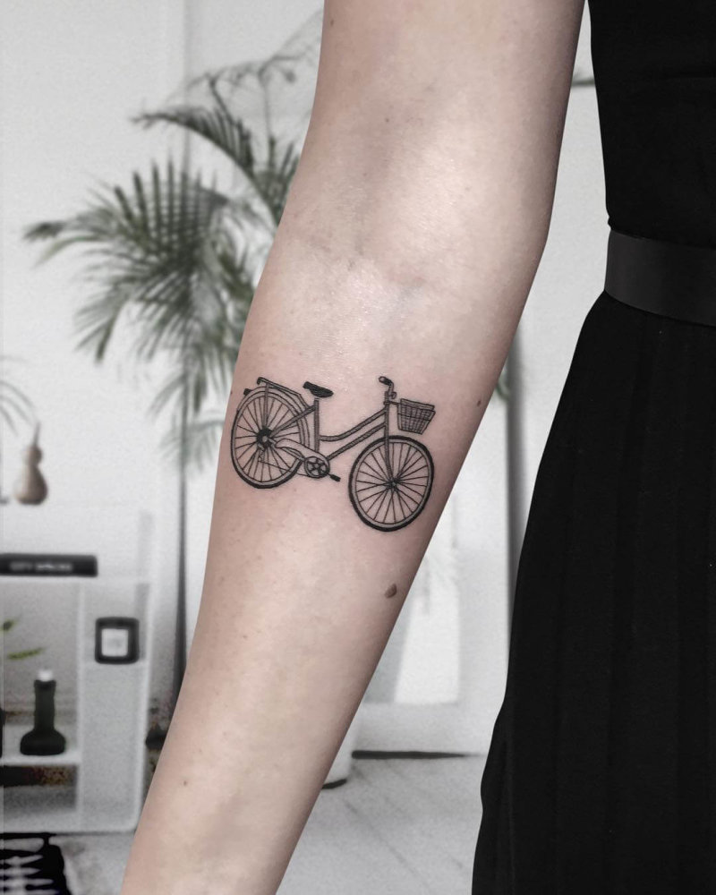 Cute bicycle tattoo from Michele Costante
